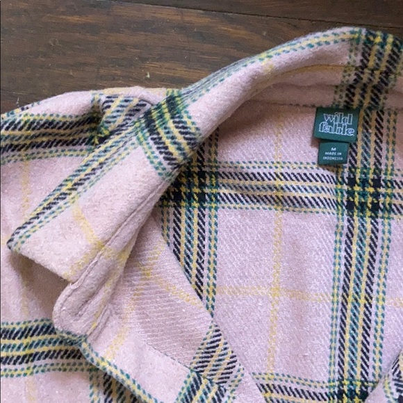 mauve plaid wool blend light flannel jacket - Picture 4 of 7